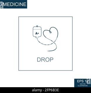 Abstract web icon, science medicine dropper- Vector illustration Stock Vector