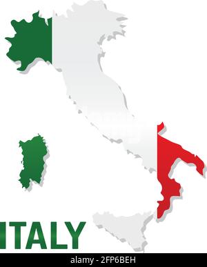 Isolated map with flag of Italy Vector illustration Stock Vector