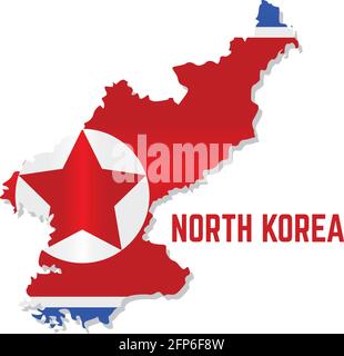 Isolated map with flag of North Korea Vector illustration Stock Vector