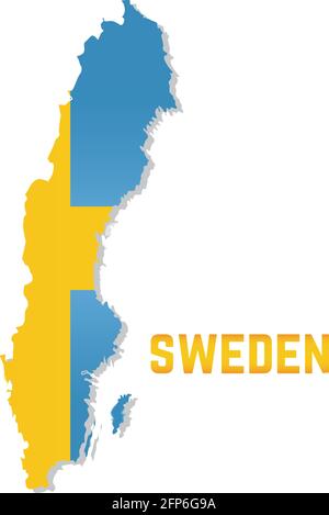 Isolated map with flag of Sweden Vector illustration Stock Vector