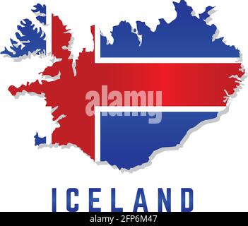 Isolated map with flag of Iceland Vector illustration Stock Vector