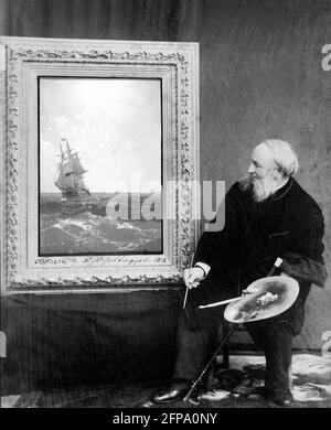 Ivan Aivazovsky. Portrait of the Russian Romantic painter, Ivan Konstantinovich Aivazovsky (1817-1900), 1893 Stock Photo