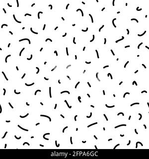 Seamless abstract pattern of little black shabby scratches or spots on white. Hand drawn, offhand style. Grained surface. Vector texture with particle Stock Vector