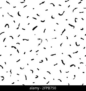 Seamless abstract pattern of little black shabby scratches or spots on white. Hand drawn, offhand style. Grained surface. Vector texture with particle Stock Vector