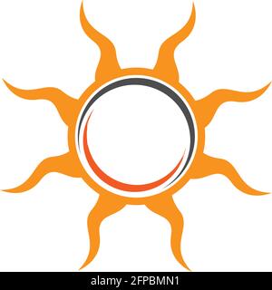Sun logo icon flat design vector template illustration Stock Vector
