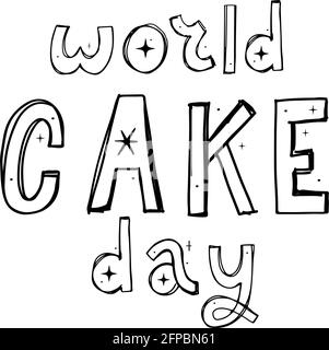 Happy Cake day Lettering Calligraphy llustration Vector Design Color Stock Vector