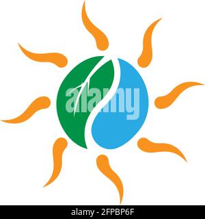 Sun logo icon flat design vector template illustration Stock Vector