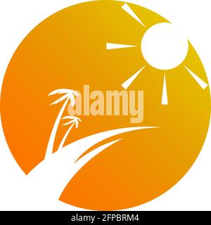 Sun logo icon flat design vector template illustration Stock Vector