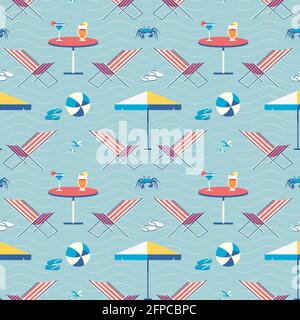 Seaside holiday leisure seamless vector pattern Stock Vector