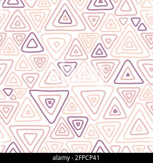 Vector abstract hand drawn seamless patterns. Triangle doodle background in pink and purple colors. For scrapbooks, invitations and fabrics. Stock Vector