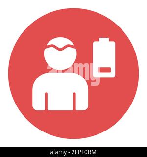 Novel Coronavirus symptoms weakness vector white glyph icon. Stress low battery. Graph symbol for medical web site and apps design, logo, app, UI Stock Vector
