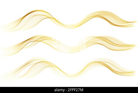 Vector abstract colorful flowing gold wave lines isolated on white ...