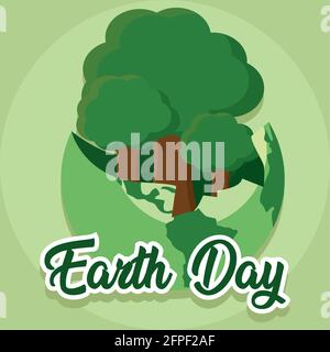 Trees in a planert earth Earth day Vector illustration Stock Vector