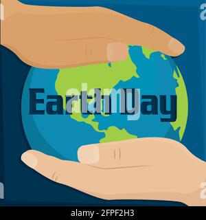 Planet Earth in a hands Earth day Vector illustration Stock Vector