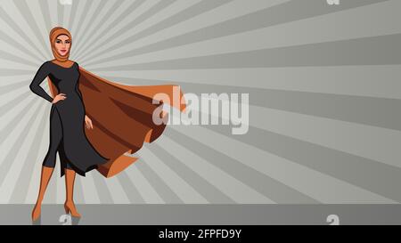 Middle Eastern Superheroine Ray Light Stock Vector