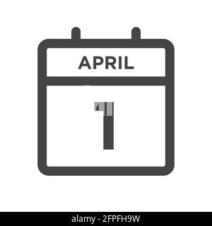 April 1 Calendar Day or Calender Date for Deadline or Appointment Stock Vector