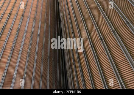 facade structure of grain storage silo towers Stock Photo