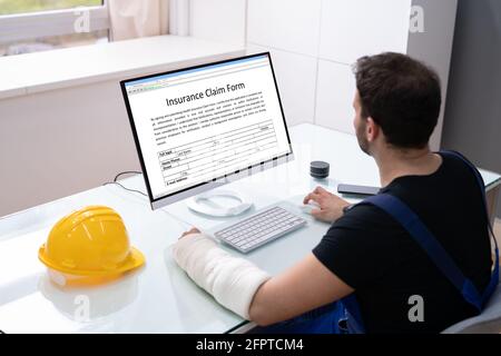 Worker Accident Insurance Disability Compensation And Social Benefits Stock Photo