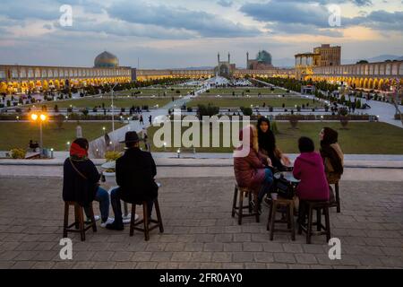 Naqsh-e Jahan Square, ( Ali Qapu Palace, Shah Mosque, Sheikh Lotfollah Mosque ) in Isfahan, Iran. Stock Photo