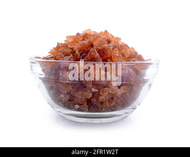 rock sugar in bowl on white background. Stock Photo