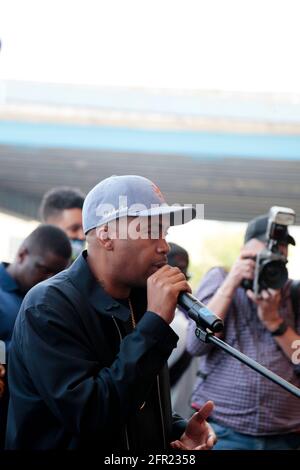 New York, NY, USA. 20th May, 2021. Recording Artist/Actor NAS attends the Ground Breaking ceremony for the New York City Universal Hip-hop Museum (UHHM) held in the Bronx section of New York City on May 20, 2021. Credit: Mpi43/Media Punch/Alamy Live News Stock Photo