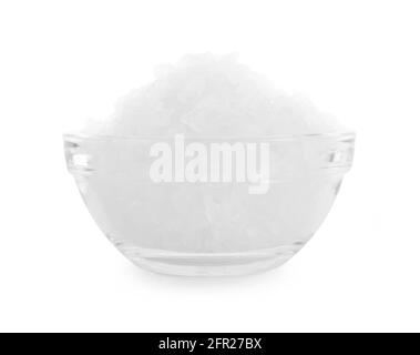 rock sugar in bowl on white background. Stock Photo