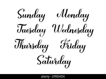 Premium Vector  Set of weekdays lettering monday tuesday wednesday  thursday friday saturday sunday