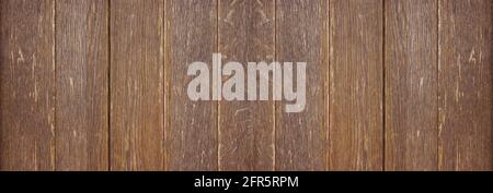 Old brown dark wood wood texture. Long banner background, panorama of boards Stock Photo