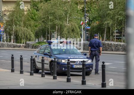 WARSAW. POLAND - August 2015:Police Car Reno Megan. Stock Photo