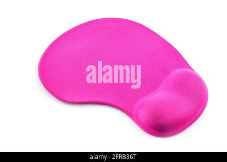 Pink mouse pad with wrist rest isolated on white background Stock Photo