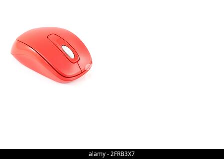 red wireless mouse on white background Stock Photo