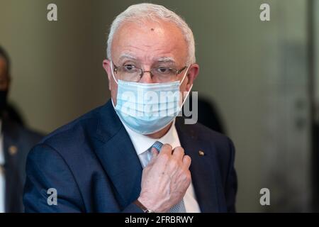 New York, NY - May 2021: Minister of Foreign Affairs and Expatriates of the State of Palestine Riad Al-Malki seen at United Nations Headquarters. Stock Photo