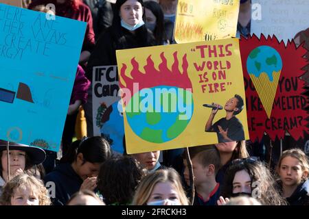 Melbourne, Australia 21 May 2021, Protest signs during a rally that brought 1000s of school students and supporters to the streets  of Melbourne for the 'Schools Strike 4 Climate' protests that called on governments around the world to take action on Climate change. Credit: Michael Currie/Alamy Live News Stock Photo