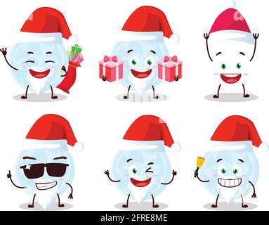 Santa Claus emoticons with blue moon cartoon character.Vector illustration Stock Vector