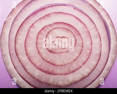 Red onion rings, close up of sliced red onion Stock Photo