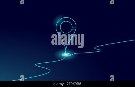 One line map point location business symbol. Continuous lineart icon delivery service map market. Shipping online shopping direction city address Stock Vector