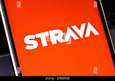 Editorial photo on Strava theme.  Illustrative photo for news about Strava - an internet service for tracking human exercise Stock Photo