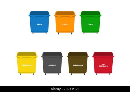 Waste sorting bins set vector illustration design. Stock Vector