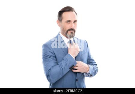 business success. successful man in businesslike suit. entrepreneur or manager. Stock Photo