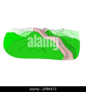 The Great Wall of China hand drawn illustration vector Stock Vector