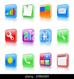 3d colorful apps icons set Stock Photo