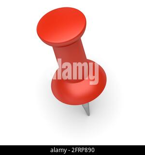 Red thumbtack on a white background. 3d image Stock Photo