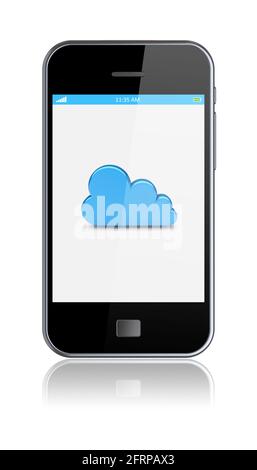 Smartphone with cloud computing symbol on a screen. 3d image Stock Photo