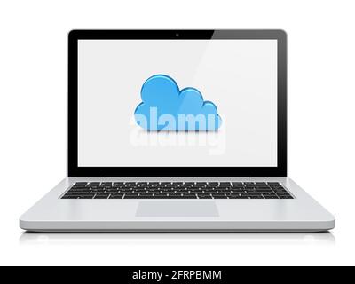Laptop with cloud computing symbol on a screen. 3d image Stock Photo