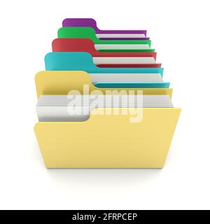 Colorful data folders on a white background. 3d image Stock Photo