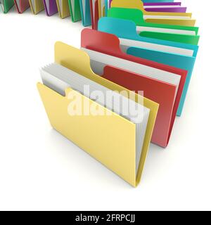 Data file folders on a white background. 3d image Stock Photo