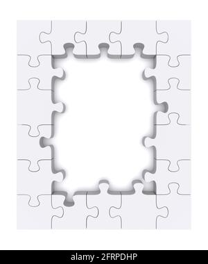 Frame made ??up of pieces of puzzles. 3d rendered image Stock Photo