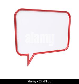 Red speech bubble isolated. 3d rendered image Stock Photo
