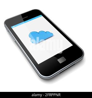 Smartphone with cloud computing symbol on a screen. 3d image Stock Photo