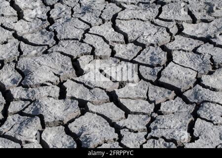 Barren cracked land during prolonged dry spell Stock Photo